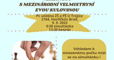 Simultánka a beseda s WGM Evou Kulovanou v Havlíčkově Brodě Simultánka a beseda s WGM Evou Kulovanou v Havlíčkově Brodě